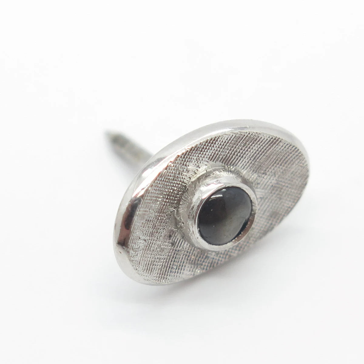 925 Sterling Silver Vintage Real Mother-of-Pearl Textured Tie Clip