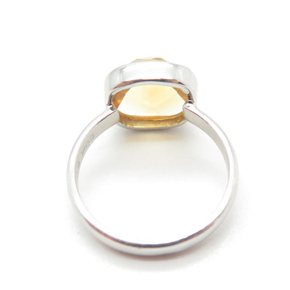 DSMK 925 Sterling Silver Checkered Lemon C Z Minimalist Ring Size 7
