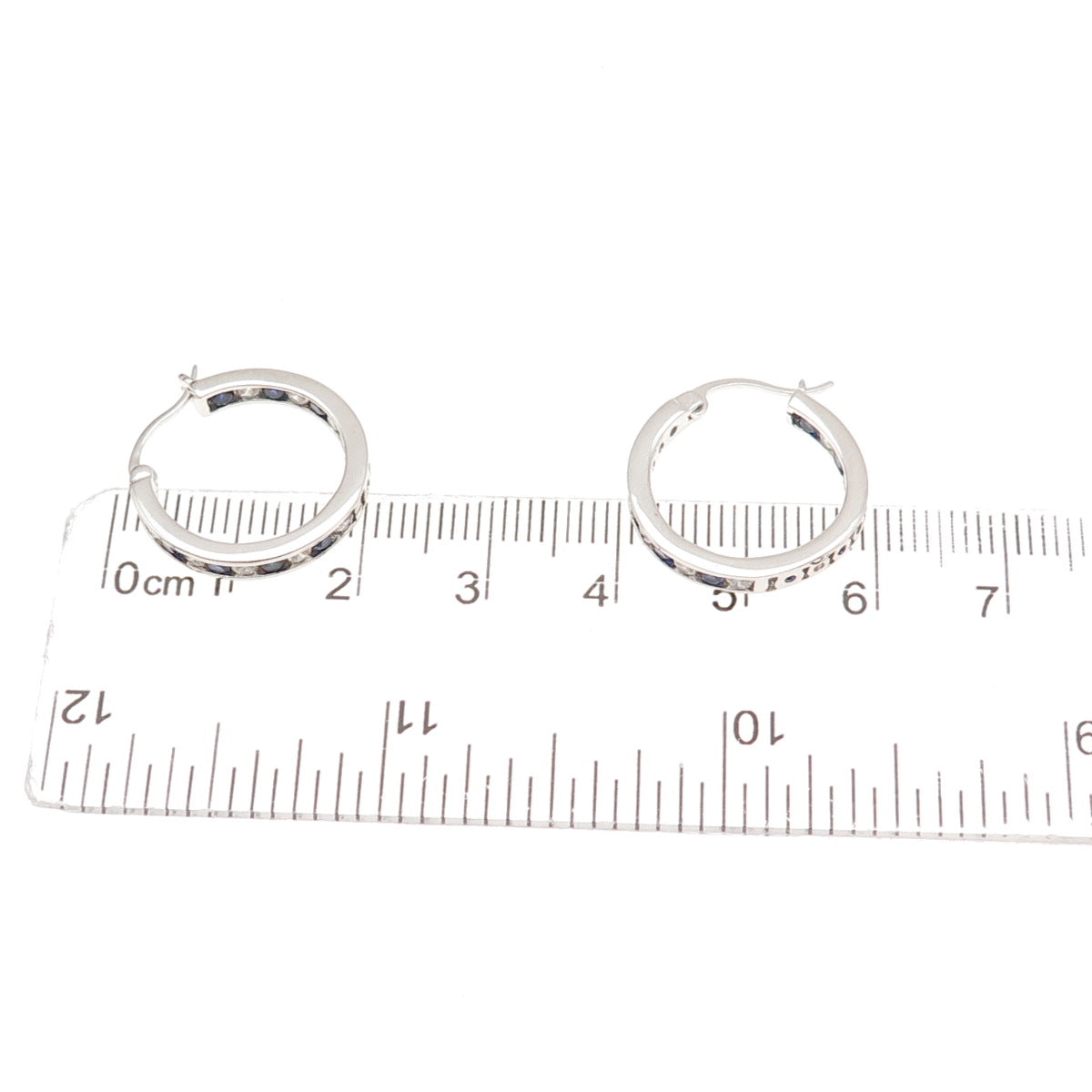 Jacmel Mauritius 925 Sterling Lab-Created Sapphire C Z In & Out Hoop Earrings