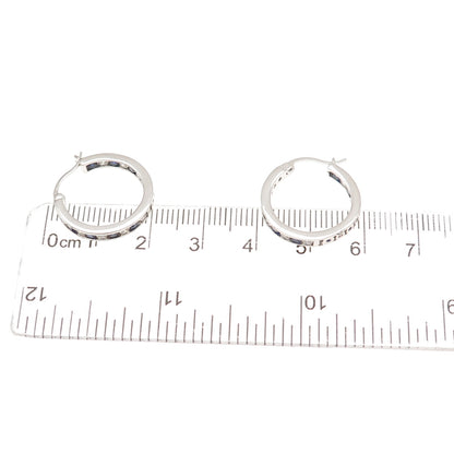 Jacmel Mauritius 925 Sterling Lab-Created Sapphire C Z In & Out Hoop Earrings