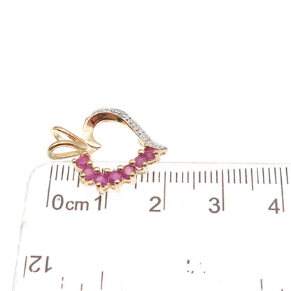Ross Simons Sterling Silver Gold Plated Real Diamond & Ruby Heart Mini Pendant