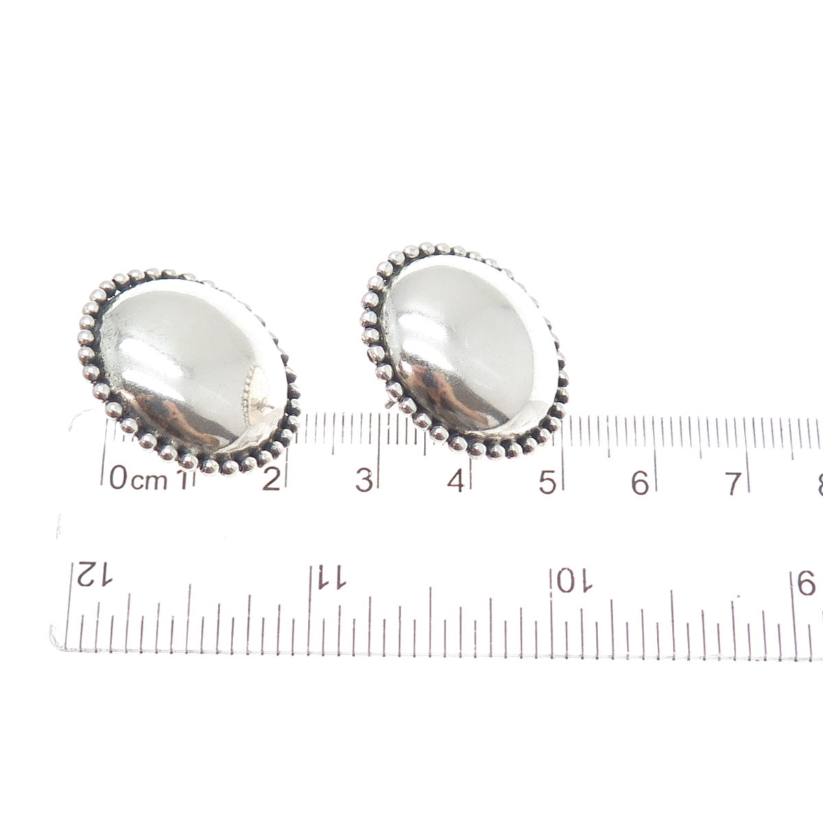 925 Sterling Silver Vintage Modernist Beaded Sun Oxidized Earrings