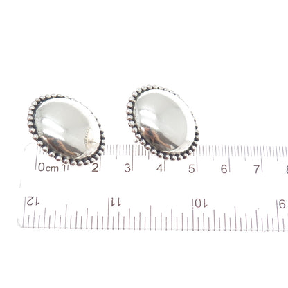 925 Sterling Silver Vintage Modernist Beaded Sun Oxidized Earrings