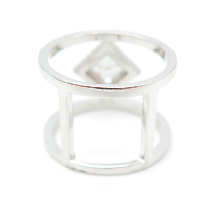 925 Sterling Silver Princess & Round-Cut C Z Modernist Ring Size 8