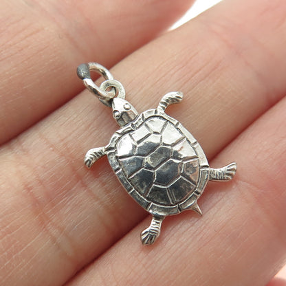 925 Sterling Silver Vintage Lucky Turtle Minimalist Charm Pendant