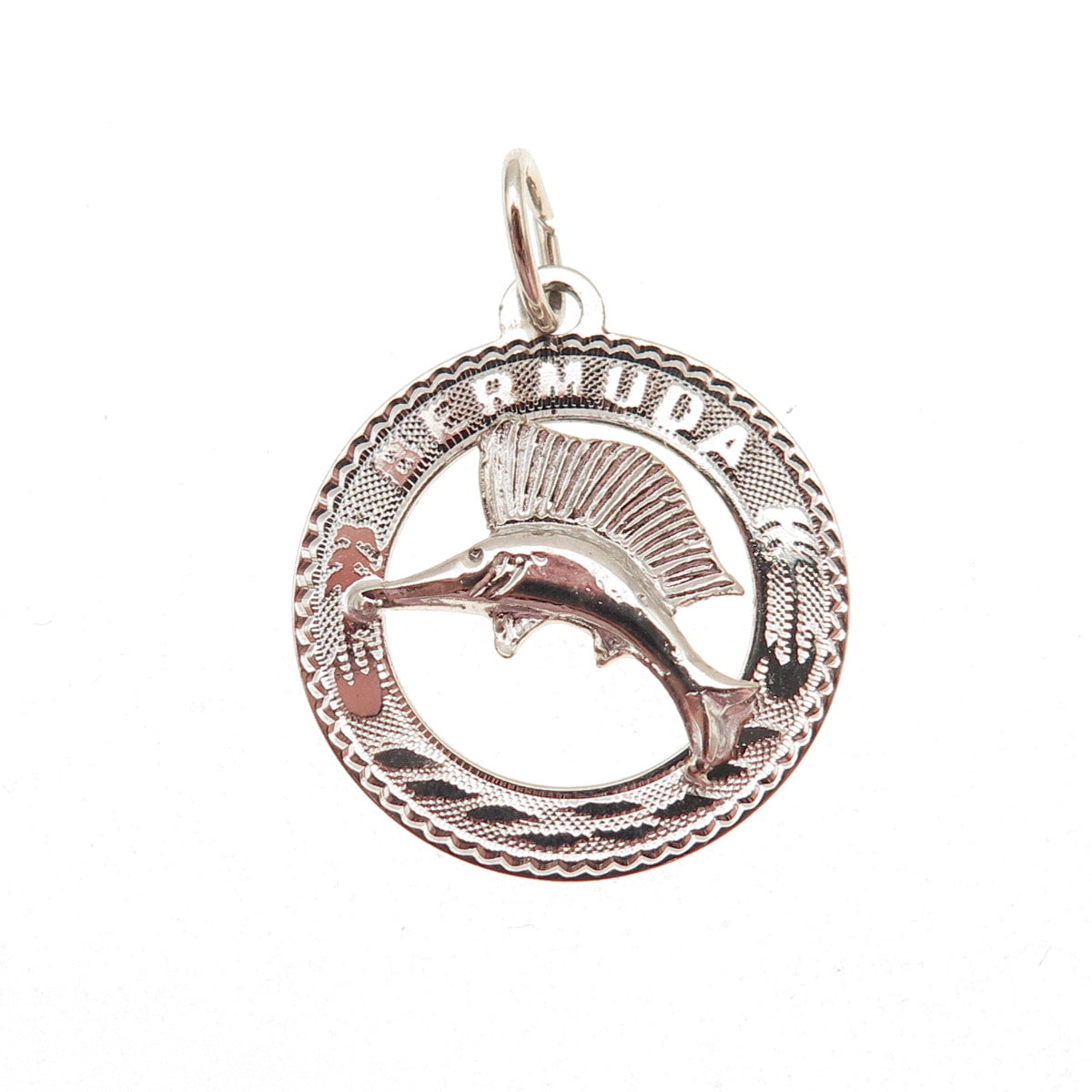 CREA 925 Sterling Silver Vintage Bermuda Swordfish Mini Charm Pendant