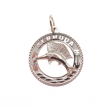 CREA 925 Sterling Silver Vintage Bermuda Swordfish Mini Charm Pendant