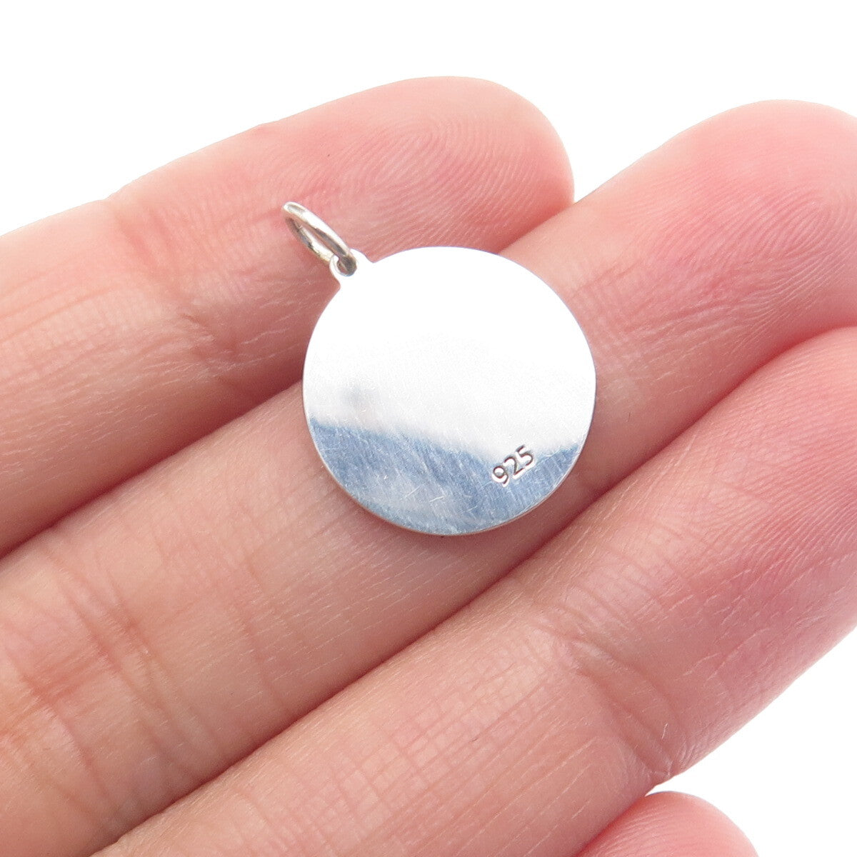 925 Sterling Silver Yellow Enamel Ice Cream Round Tag Minimalist Charm Pendant