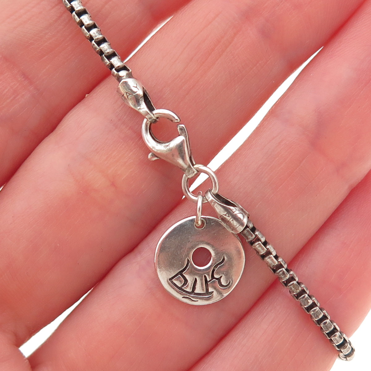 Me & Ro 925 Sterling Silver Vintage Tibetan Bead Round Box Link Bracelet 6.5"