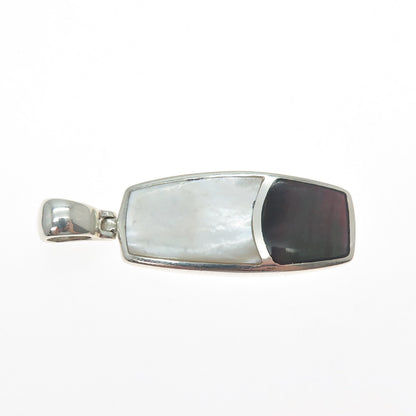 925 Sterling Silver Vintage Real MOP & Abalone Shell Modernist Pendant