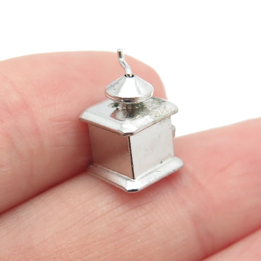 925 Sterling Silver Antique Art Deco Coffee Grinder 3D Charm Pendant