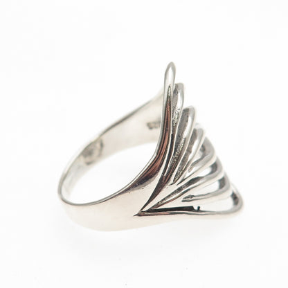 925 Sterling Silver Vintage Modernist Multi-Row Oxidized Ring Size 10