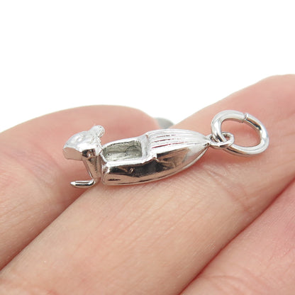 925 Sterling Silver Vintage Motor Boat 3D Charm Pendant