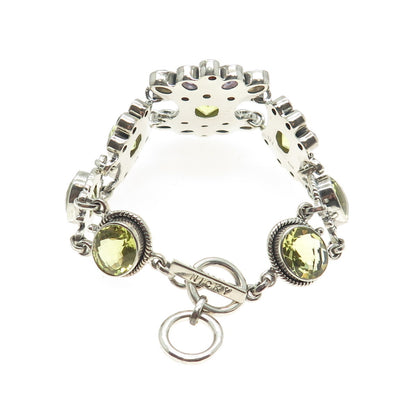 NICKY BUTLER 925 Sterling Vintage Amethyst Quartz Citrine & Garnet Bracelet 7.5"
