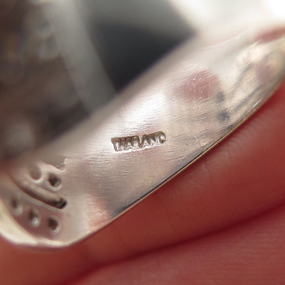 925 Sterling Silver Real London Blue & White Topaz Multi-Row Ring Size 7.5