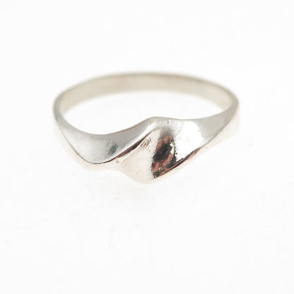 925 Sterling Silver Vintage Mexico Modernist Oxidized Ring Size 5.5