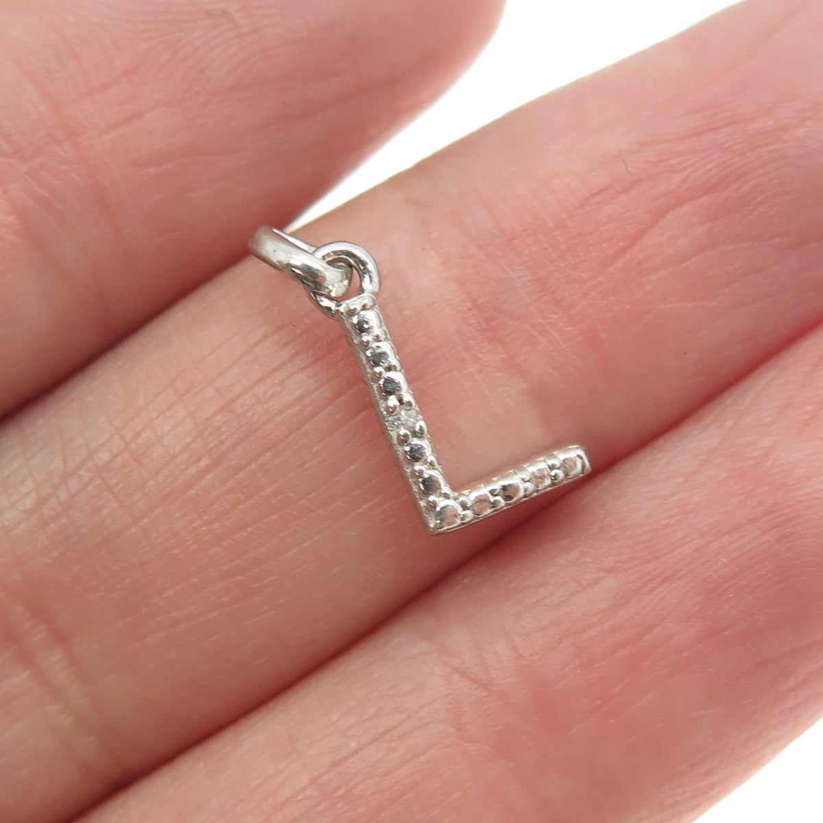 925 Sterling Silver Real Round-Cut Diamond Letter "L" Initial Minimalist Pendant