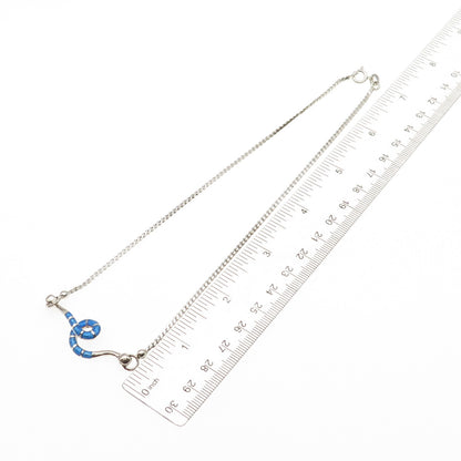 925 Sterling Silver Vintage Italy Enamel Snake Franco Chain Necklace 16"