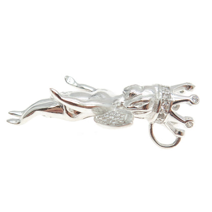 925 Sterling Silver Round-Cut C Z Crown Baby Angel Pendant