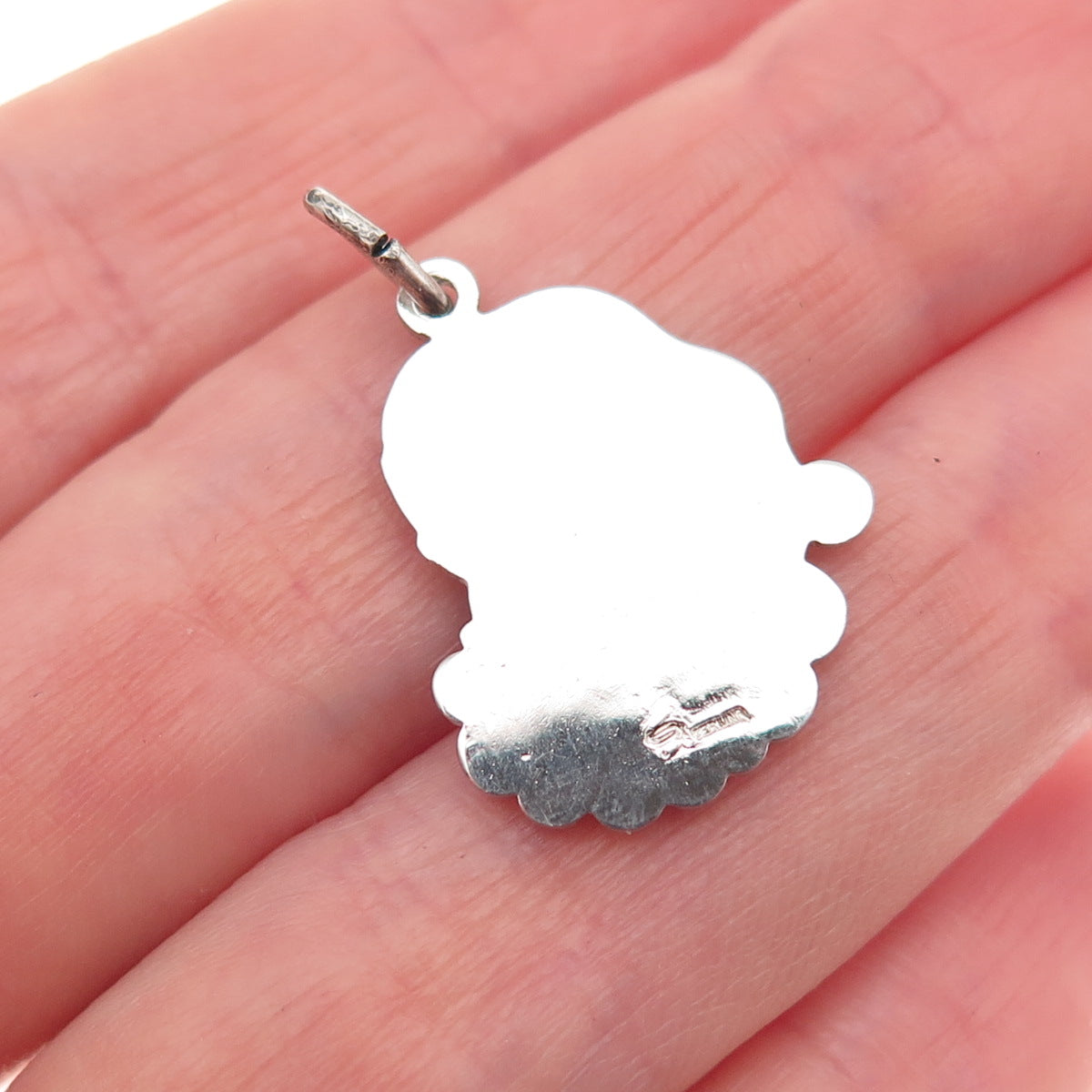 Spencer Co. 925 Sterling Silver Antique Art Deco Enamel Santa Claus Mini Pendant
