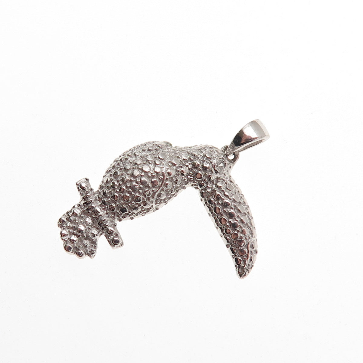 925 Sterling Silver Real Round-Cut Diamond Toucan Bird Charm Pendant