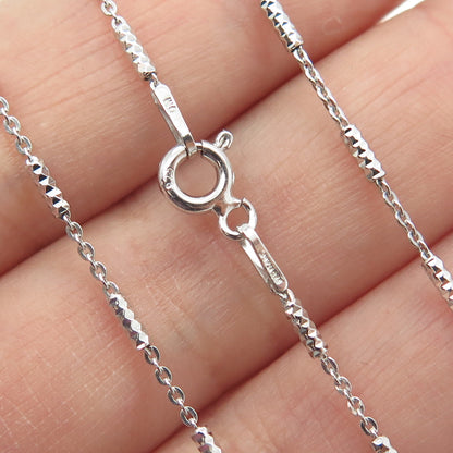 925 Sterling Silver Italy Figaro Diamond-Cut Bar Chain Necklace 20"