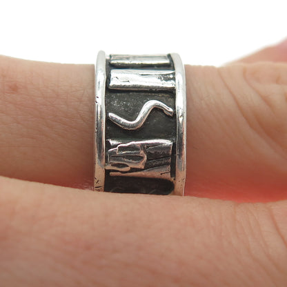 925 Sterling Silver Vintage Modernist Oxidized Band Ring Size 9.5