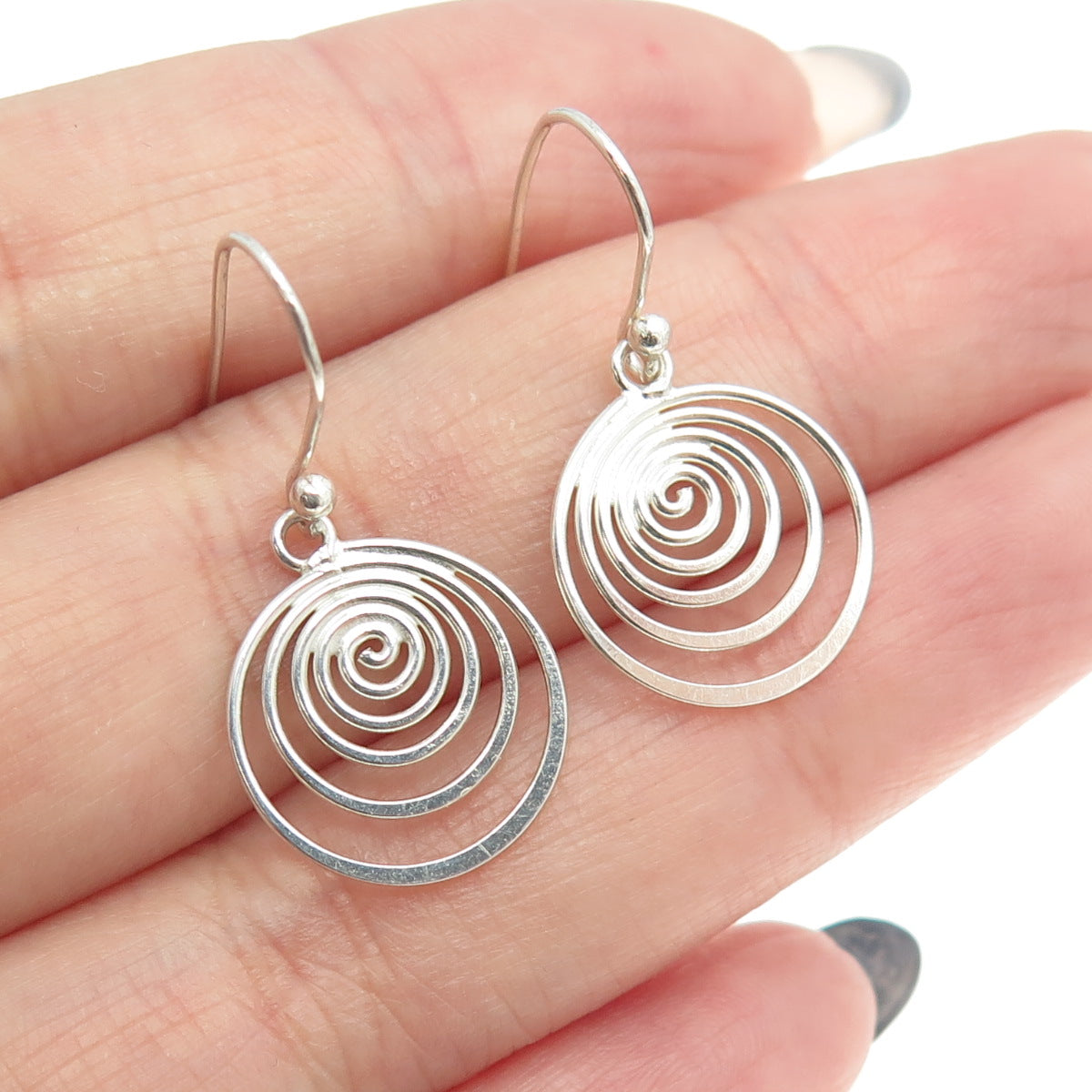 925 Sterling Silver Spiral Dangling Earrings