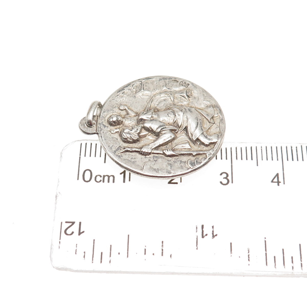 800 Silver Vintage Italy Pope Pius XII St. Christopher Medal Charm Pendant