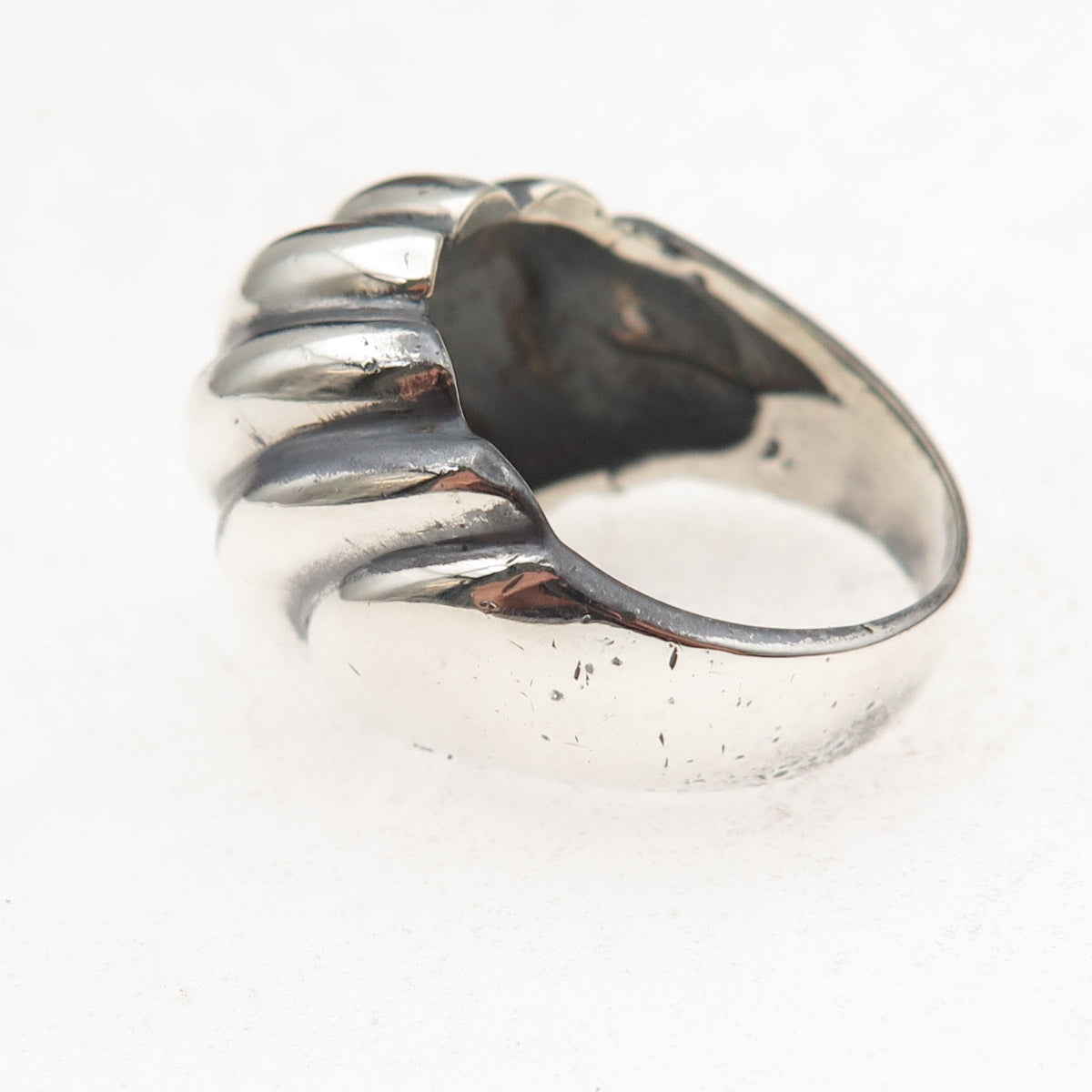 925 Sterling Silver Vintage Modernist Oxidized Dome Ring Size 9.25