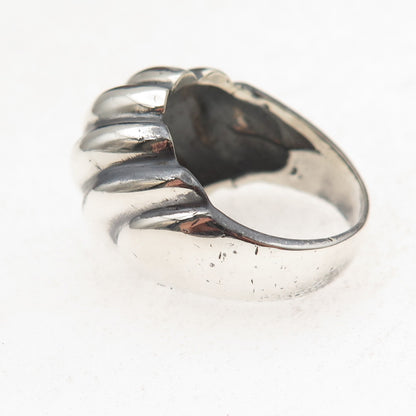 925 Sterling Silver Vintage Modernist Oxidized Dome Ring Size 9.25