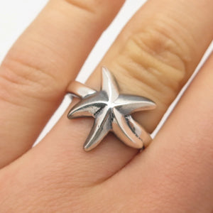 925 Sterling Silver Vintage Starfish Ring Size 6.75