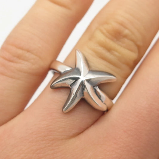 925 Sterling Silver Vintage Starfish Ring Size 6.75