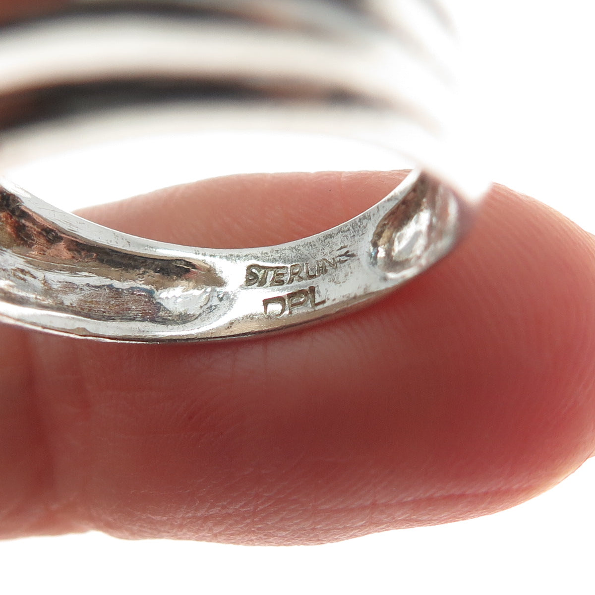 925 Sterling Silver Vintage DPL Modernist Ribbed Dome Ring Size 7.75
