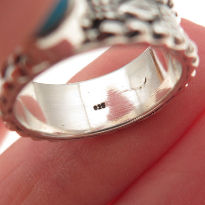 925 Sterling Silver Vintage Real Sleeping Beauty Turquoise Ring Size 6.5