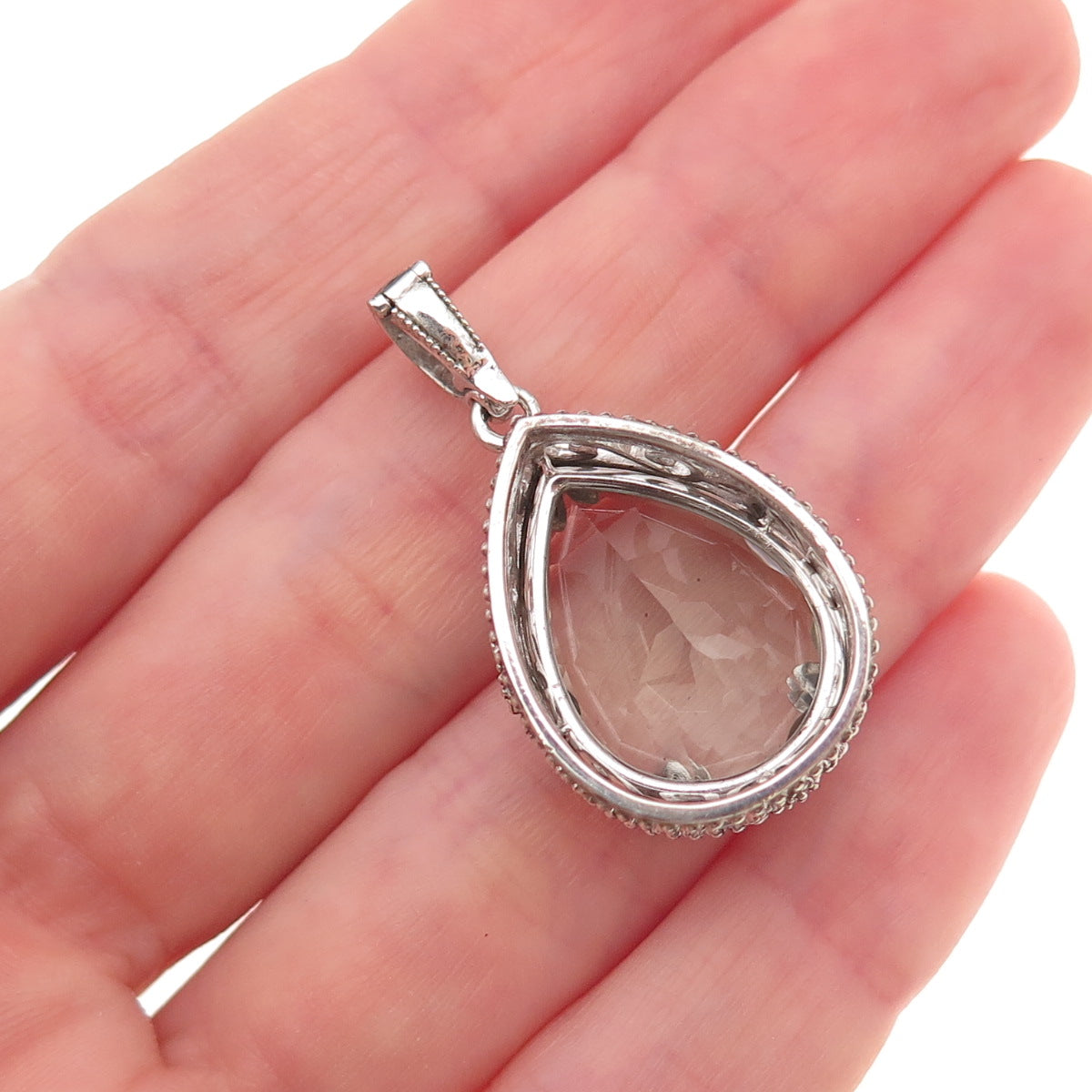 925 Sterling Silver Mexico Real Diamond & Green Amethyst Charm Pendant