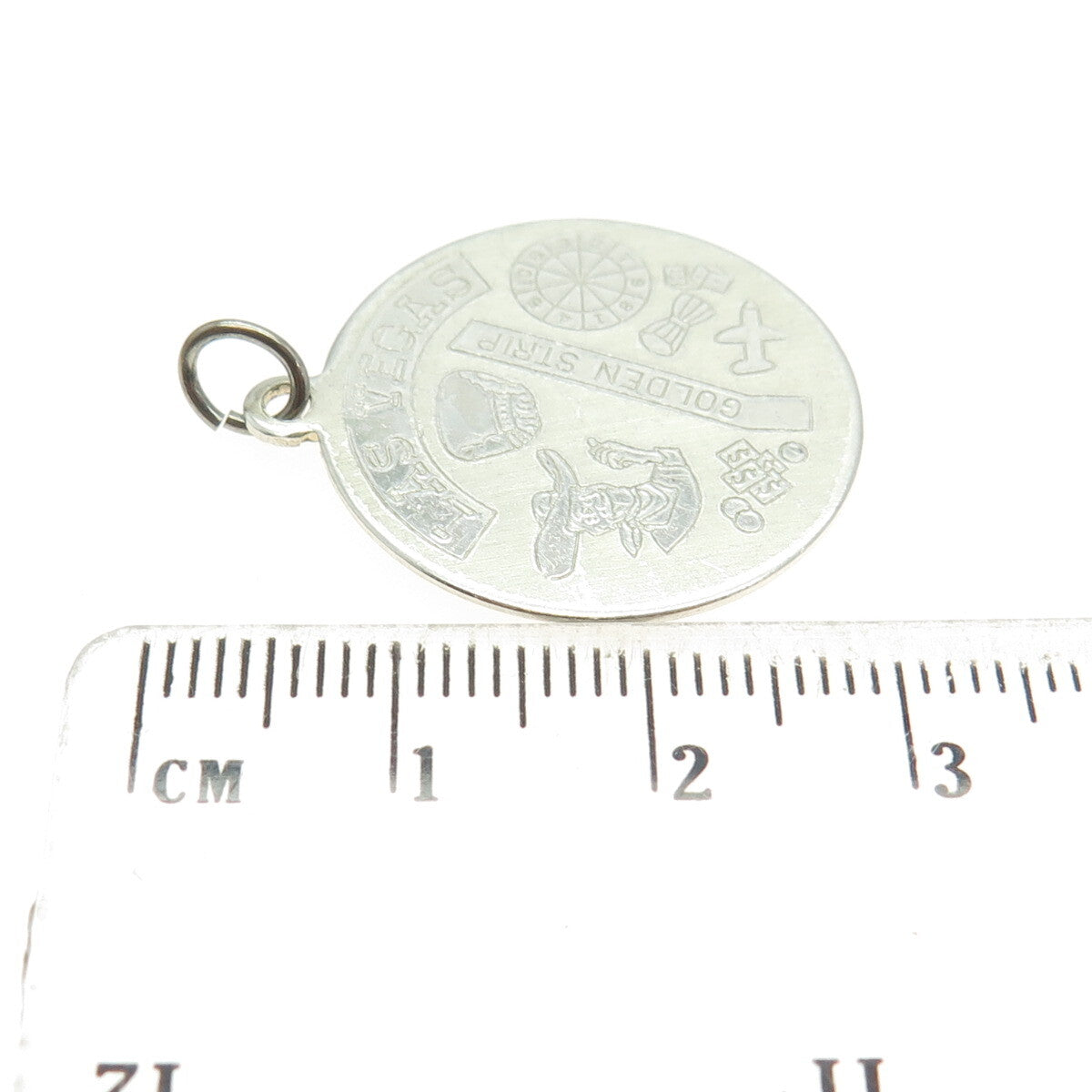 ROSECRAFT 925 Sterling Silver Vintage "Las Vegas" for Good Luck Pendant