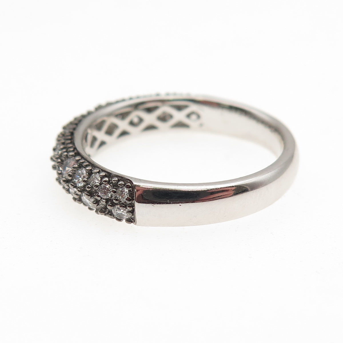 925 Sterling Silver Round-Cut C Z Half Eternity Band Ring Size 9.25