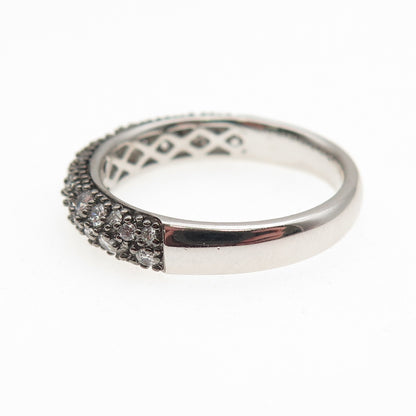 925 Sterling Silver Round-Cut C Z Half Eternity Band Ring Size 9.25
