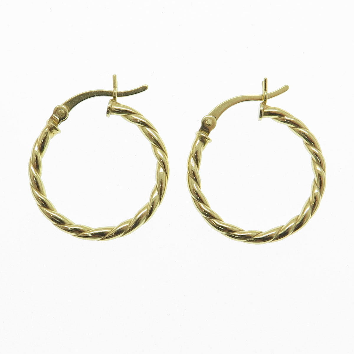 HAN 925 Sterling Silver Gold Plated Twisted Rope Hoop Earrings