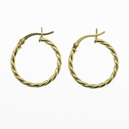 HAN 925 Sterling Silver Gold Plated Twisted Rope Hoop Earrings