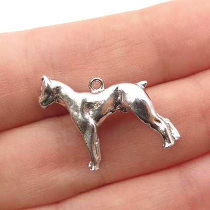 925 Sterling Silver Vintage Pit Bull Dog Mini 3D Charm Pendant