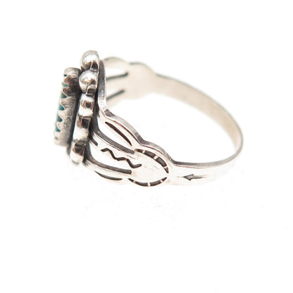 Old Pawn Sterling Silver Vintage Southwestern Turquoise Tribal Ring Size 2.25