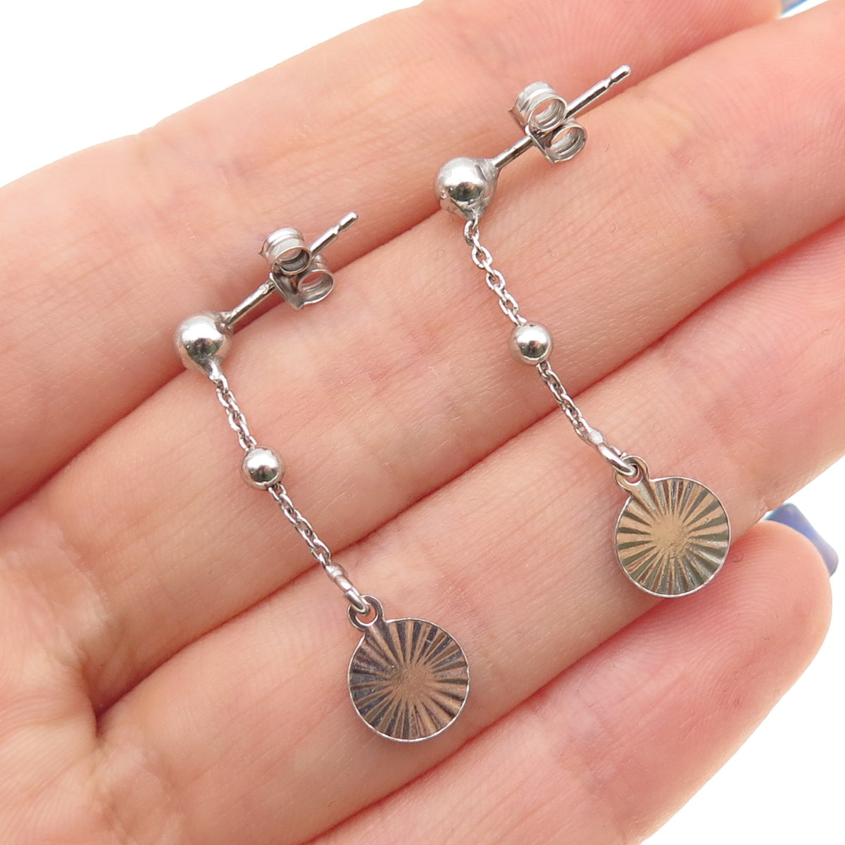 925 Sterling Silver Cherub Drop Chain Dangle Earrings