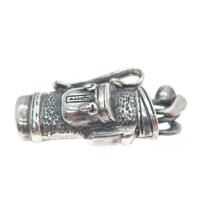 925 Sterling Silver Vintage Golf Club Oxidized 3D Charm Pendant