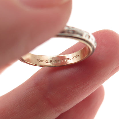 Vargas 925 Sterling Silver 10K Gold Filled Antique Art Deco Band Ring Size 6