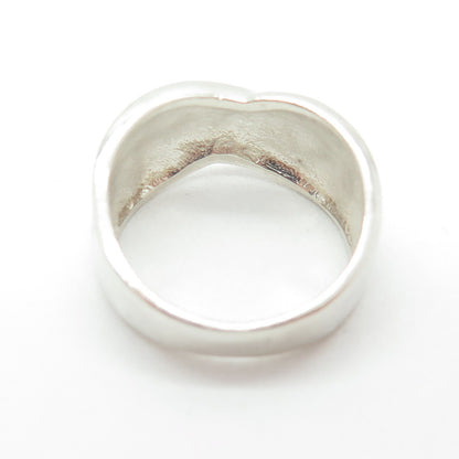 925 Sterling Silver Vintage Modernist Wavy Crisscross Ring Size 7.75