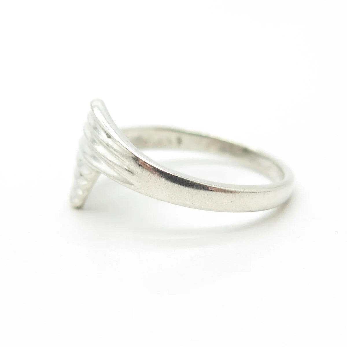 925 Sterling Silver Vintage Modernist Bypass Cocktail Ring Size 6.75