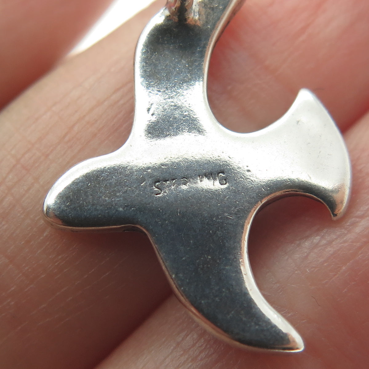 Old Pawn 925 Sterling Silver Vintage Real Turquoise Inlay Seagull Charm Pendant