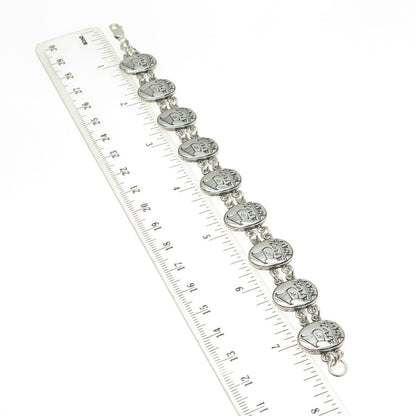 925 Sterling Silver Vintage IMP Israel David's Lyre Harp Bracelet 7.75"